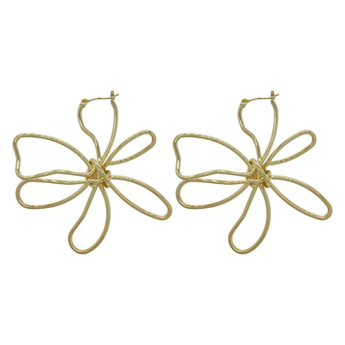 YANGLIUJIA Metal Flower Earrings European American Style Personality, Fashion Big Earrings Ms Girl Travel Wedding Accessories