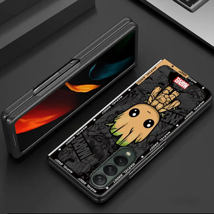 Cartoon Marvel Spiderman Groot Case for Samsung Galaxy Z Fold6 Z Fold4 5G Z Fold3 Z Fold5 5G ZFold4 Hard PC Shockproof Cover