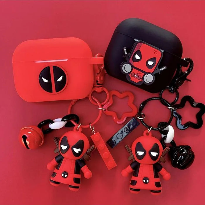 Cartoon Marvel Deadpool Earphone Case Cover For Airpods 4/Pro 2/3/1 2 Silicone Wireless Earbuds Protective Shell With Keychain