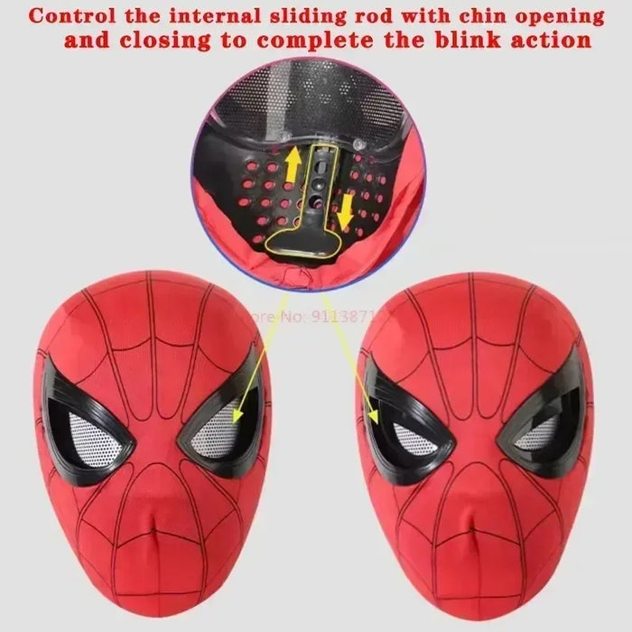 Spiderman Headgear Mask Cosplay Moving Eyes Electronic Mask Spider Man 1:1 Remote Control Elastic Toys Adults Kids Gift