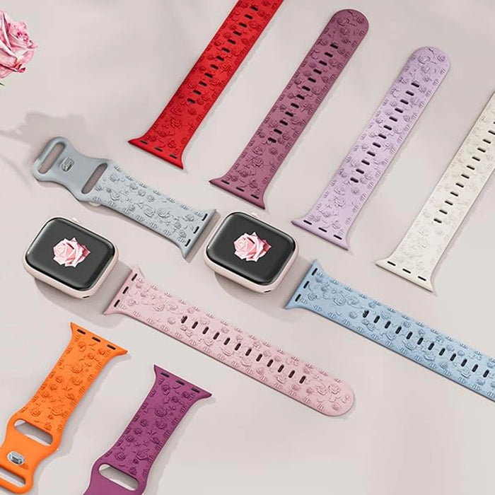 Band for Apple watch straps 44mm 45mm 41mm 49mm 42 46mm Floral Engraved bracelet correa iWatch Series 10 8 7 3 9 ultra 2 SE 40mm