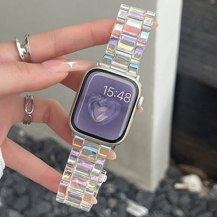 Resin Watch strap for apple watch series 10 9 8 7 6 band 41mm 49mm Clear Bracele Steel iwatch SE 44mm 40mm 45MM 46mm 42mm Ultra2