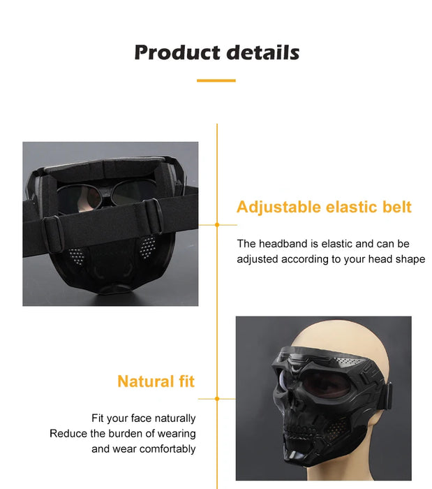 Cycling Colored Goggle Motorcycle Skull Skeleton Mask Windproof Full Face Mask Paintball Game Tactical Protection Helmet Mask