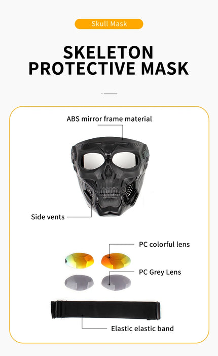 Cycling Colored Goggle Motorcycle Skull Skeleton Mask Windproof Full Face Mask Paintball Game Tactical Protection Helmet Mask