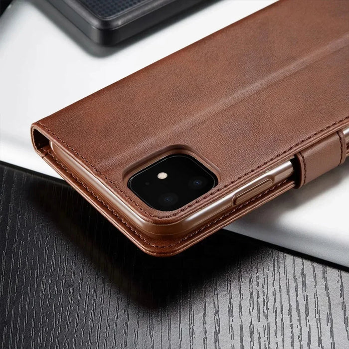 Leather Wallet Case for iPhone 16 15 14 13 12 Pro Max Mini Luxury Flip Cover Coque Card Slot