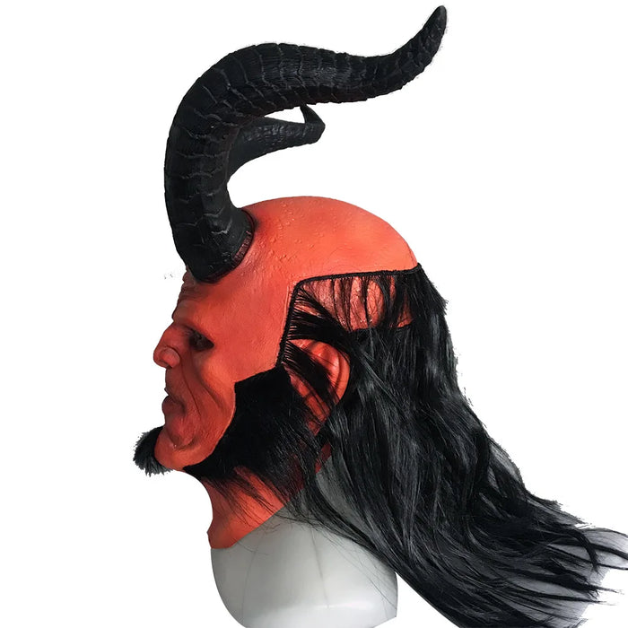 Movie Hellboy Mask Cosplay Rise of the Blood Mask Queen Ox Horn Mask Adult Gloves Latex Hand Gauntlet Halloween Party Props