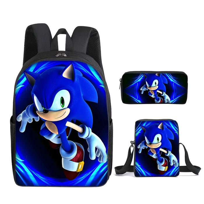 Sonic Backpack Primary and Middle School Students Schoolbag Boys Girls Anime Cartoon School Bag Mochila Zipper Shoulders