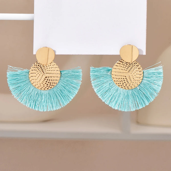 Fashion Bohemian Big Tassel Dangle White Fringe Earrings for  Women Statement Wedding