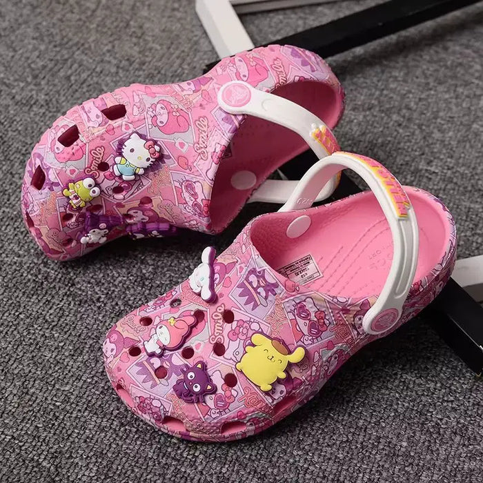 Waterproof Slippers - Sanrio Kuromi  Minions Cartoon Solid Outdoor Woman Sandals Casual Breathable Ankle-Wrap Dongdong Eva Gift