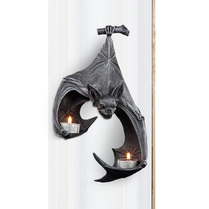 Bat Wall Tealight Holder,Black Resin Gothic Candle Holders,Unique Delicate Wall Sconce Decor,Home Accessory for Halloween