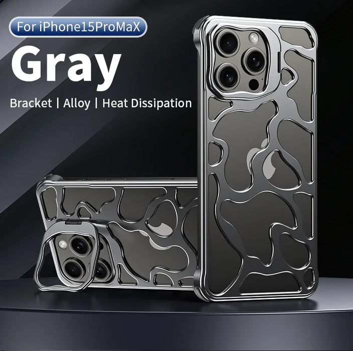 Aluminum Heat Dissipation Phone Case For iPhone 13 14 15 Pro Max Metal Invisible Bracket Shockproof Cover For IPHON 14 15 Promax