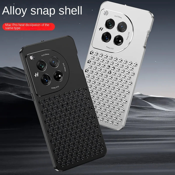 Premium Metal hollow heat dissipation holes buckle Back Cover For OnePlus 12 Spring buckle Shockproof Phone Case For One Plus 12