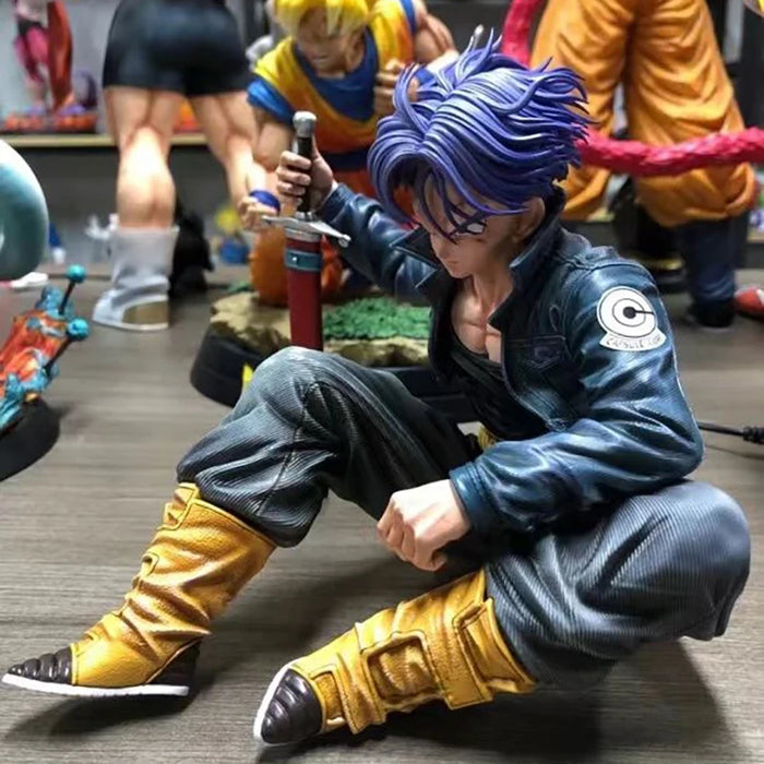 Dragon Ball Trunks Action Figure Statue 16cm PVC Ornaments Anime Super Saiyan Sitting Position Torankusu Figurine Model Toys