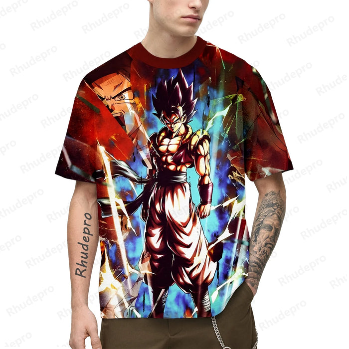 2024 New Anime Goku 3D Printed Men's T-shirt Children's Street Leisure Sports Top Summer Cosplay T Shirt Short sleeve