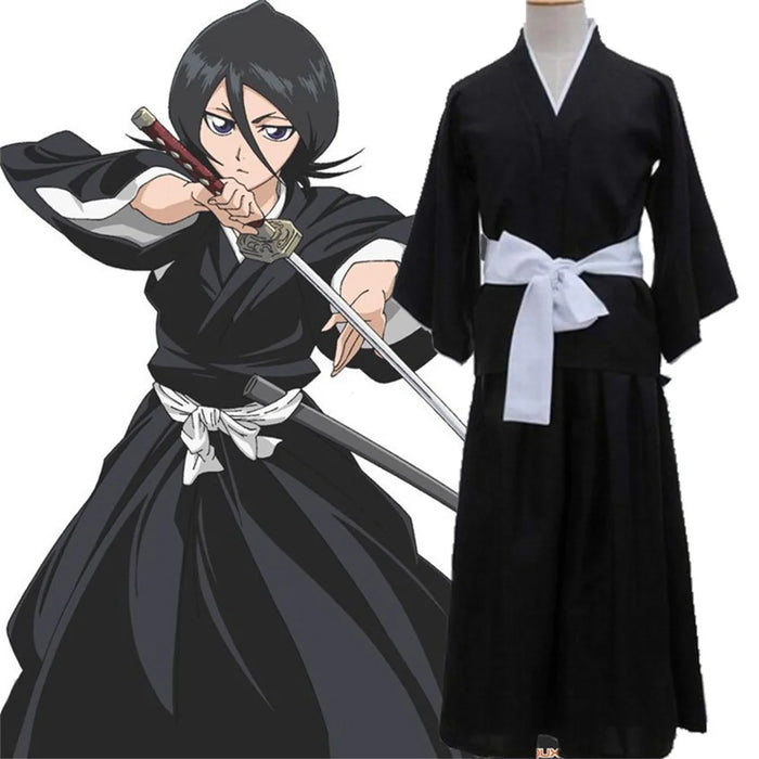 BLEACH Kuchiki Rukia Shinigami Cosplay Costume Wig Shoes Set Anime Halloween For Woman Men Clothes