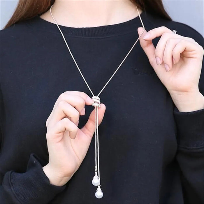 Thick Necklaces for Women Fashion Charm Pendant Necklace Necklace Crystal Long Ladies Pearls Sweate Luxury Necklaces Chain