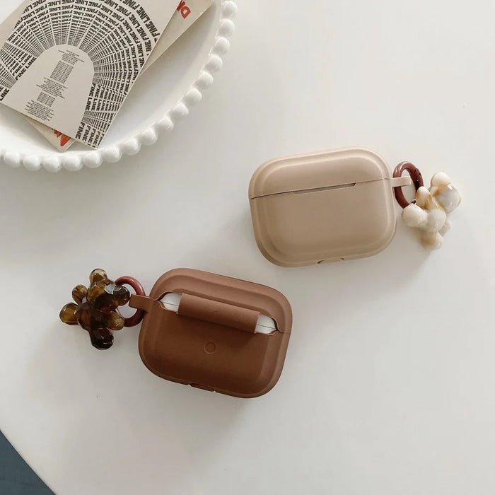 Fashion Chocolate Khaki Case For Apple Airpods Pro Case Soft Silicone Earphone Cover For Airpods 3 2 1 Cases With Bear Keychain