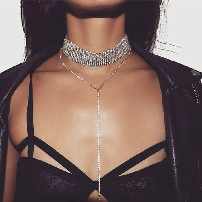 NEW Selling Rhinestone Choker Crystal Gem Luxury Chokers Collar Choker Chunky Y Necklace Women Jewelry Accessories Gifts