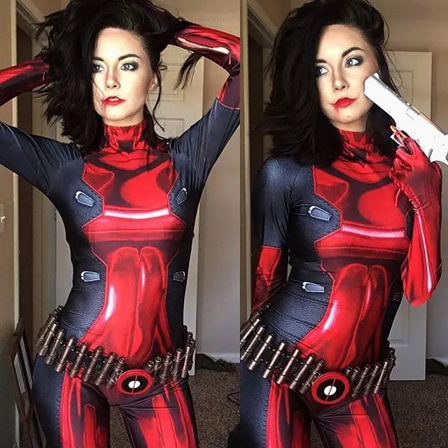 Halloween Lady Deadpool Cosplay Costume Adults Kids Female Girls Woman Zentai Bodysuit Catsuit