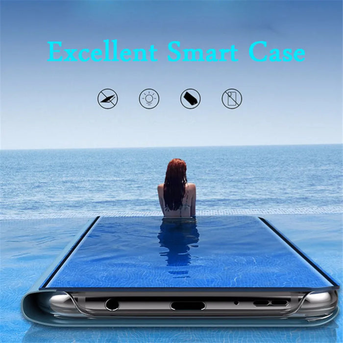 Luxury Mirror Flip Case For Samsung Galaxy S8 S9 S10 S20 S21 S22 S23 S24 Ultra Plus FE 5G Shockproof Armor Cover Carcasa