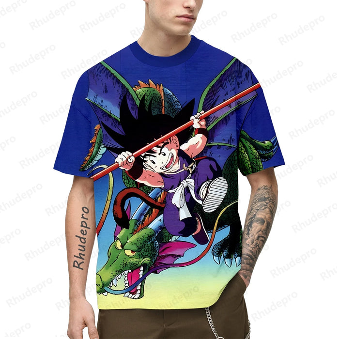 2024 New Anime Goku 3D Printed Men's T-shirt Children's Street Leisure Sports Top Summer Cosplay T Shirt Short sleeve