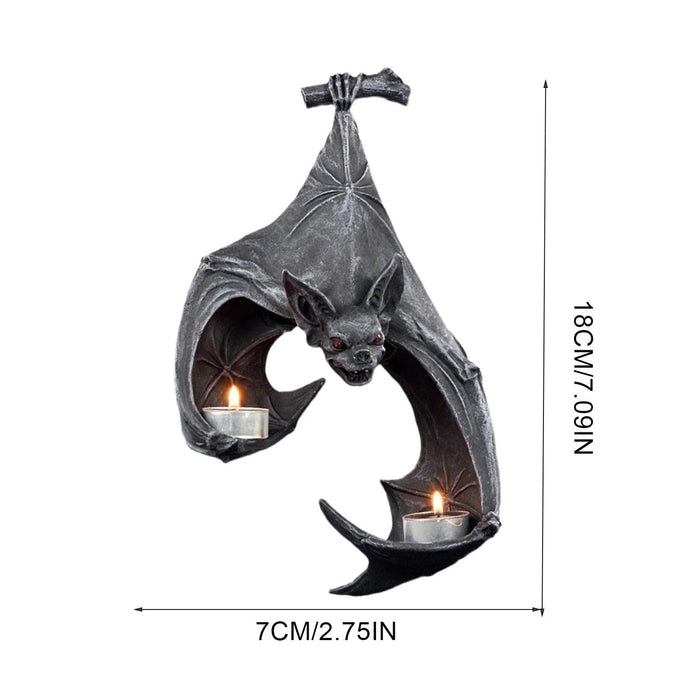 Bat Wall Tealight Holder,Black Resin Gothic Candle Holders,Unique Delicate Wall Sconce Decor,Home Accessory for Halloween