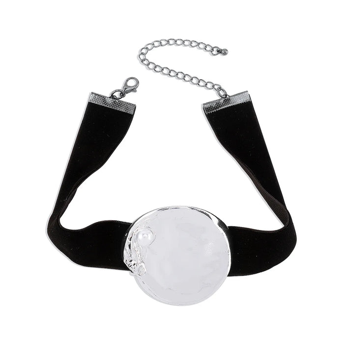 Fashion Retro Round Fabric Choker Necklace Exaggerated Earring Necklace Jewelry Gift