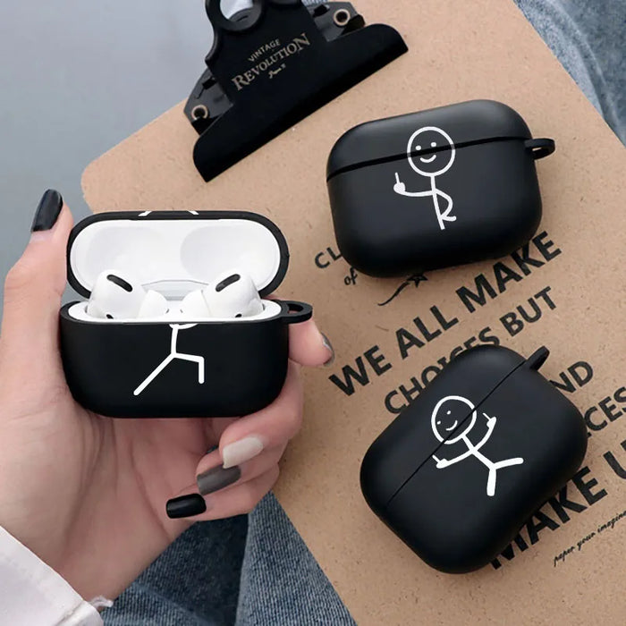 Creative Line Cute Black Airpod Cases Air Pro 3 for Airpods Pro 2 3rd Pods Gen Airpord Cover Cute Cartoon Simple Line Art Case