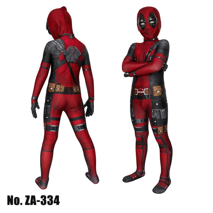 MARVEL Deadpool Cosplay Costumes Kids Adult Superhero Bodysuit Jumpsuit with Mask Rich Accessories Party Clothes Outfits