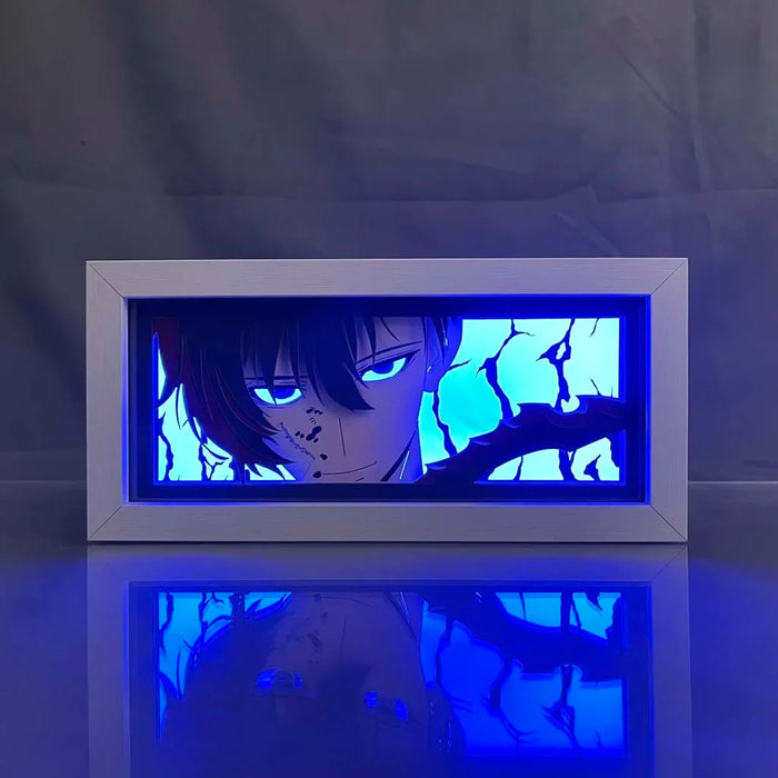 Solo Leveling Anime Peripherals Sung Jin Woo Figure Led Light Paper Cut Shadow Box Figures Lightbox Ornaments Toys Kids Gifts