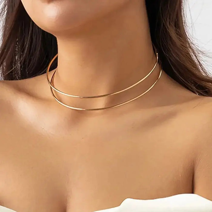 Salircon Minimalist Metal Iron Ring Collar Necklace Trend Street Fashion Choker Necklace Women's Punk Aesthetics Jewelry