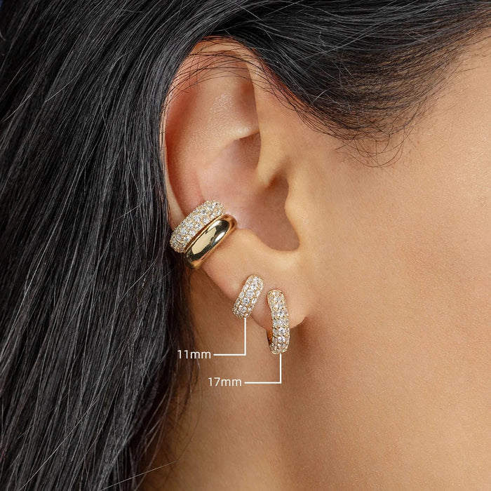 New Gold Plated Huggie Earrings with CZ Zircon Thin Ear Hoops Cartilage Earring for Women Round Minimal Earring Piercing Jewelry