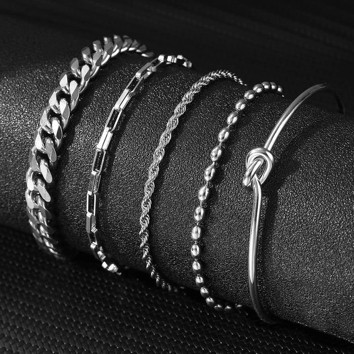 Stainless Steel Bracelets Set Fashionable Atmosphere Chain Gorgeous Bracelets Set For Women Jewelry Luxury