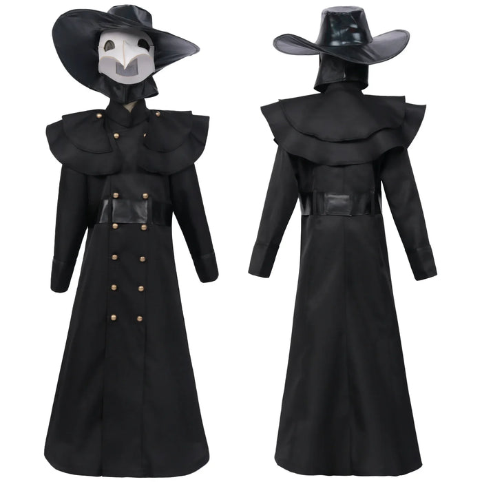 Halloween Medieval Plague Doctor Costume Steampunk Middle Ages War Nurse Bird Beak Playsuit Carnival Cosplay Fancy Party Dress