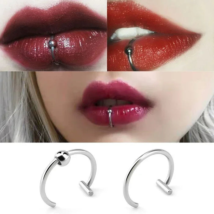 Stainless Steel Fake Nose Ring Hoop Septum Rings C Clip Lip Ring Earring Fake Nose Piercing Women Body Jewelry Non-Pierced