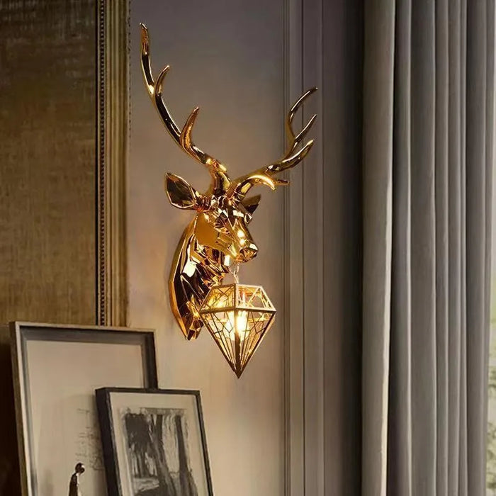 American Retro Fortune Antler Wall Lamp Gold Silver Gloss Bedroom Wall Lamp Room Decoration Furniture Lighting Bedside Wall Lamp