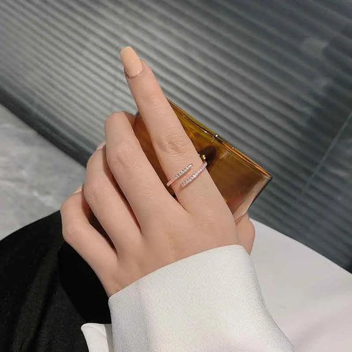 Minimalist Thin Rings For Women Wedding Brilliant Cubic Zircon High Quality Versatile Female Finger Ring Jewelry Gifts