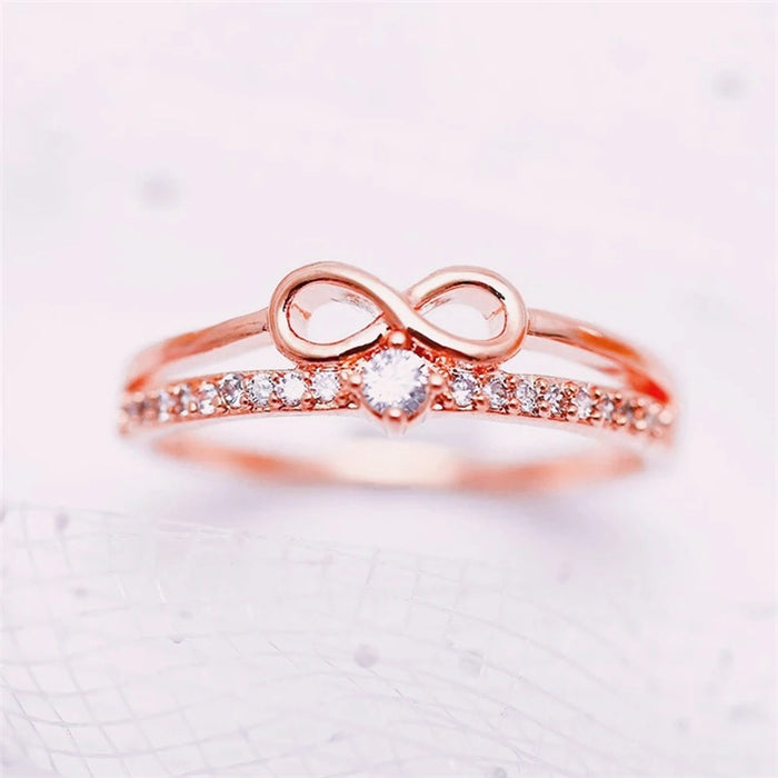 Huitan Fancy Infinity Ring for Women Modern Fashion Design Daily Wear Chic Finger Accessories Girl Gift Statement Jewelry