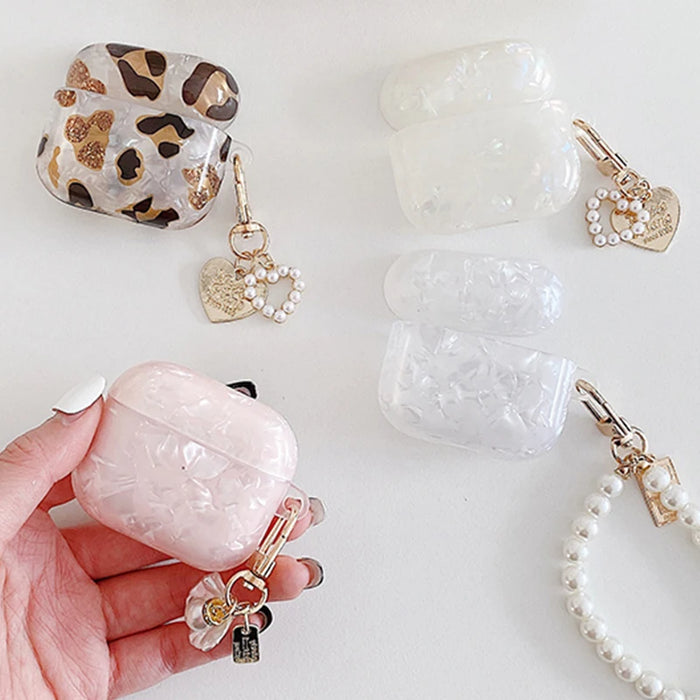 Girl Pearl Shell Keychain Case for AirPods Pro 2 3 1 Case for AirPods Pro2 Pro 2nd Generation Airpod Pro Case Silicone