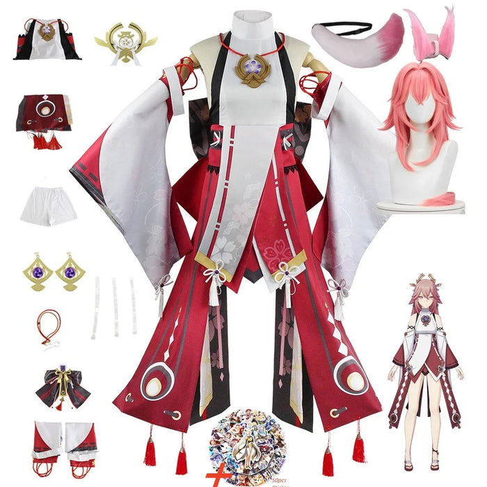 Cosplay Yae Miko Guuji Yae Costume Wig Tail Game Halloween Carnival Women Clothes Sets