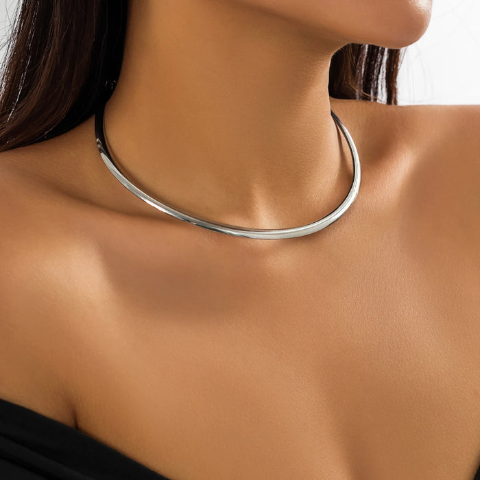 Elegant Simple Chunky Circle Torques Necklace for Women Trendy Choker Collar Fashion Jewelry on the Neck Accessories Female