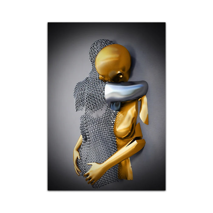 Modern Metal Figure Statue Art Canvas Painting Romantic Abstract Posters and Prints Wall Pictures for Living Room Home Decor