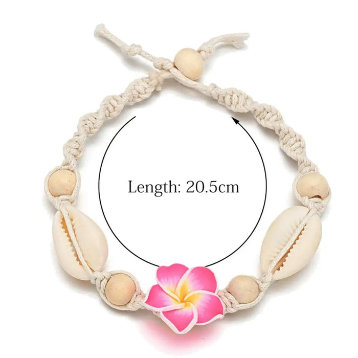 Women Anklets Clay Shell Frangipani Anklets Bohemian Flower Sea Shell Beads Anklet Foot Chain Women Barefoot Ankle Bracelet