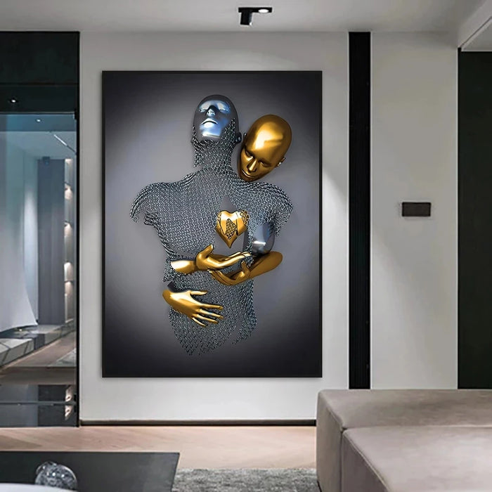 Modern Metal Figure Statue Art Canvas Painting Romantic Abstract Posters and Prints Wall Pictures for Living Room Home Decor