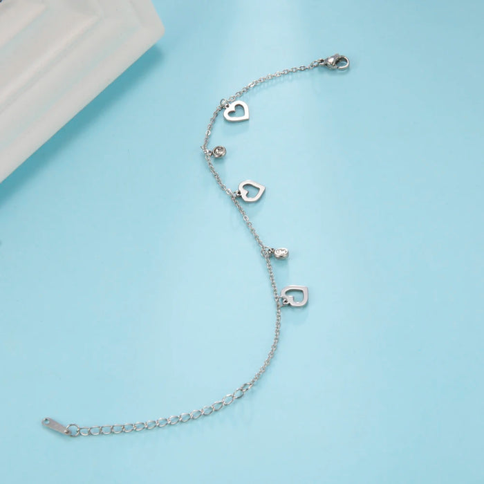 Fashion Stainless Steel Fashion Tiny Heart Charms Anklet Girl Summer Beach Dainty Moon Star Dangles Bohem Cute Ankle