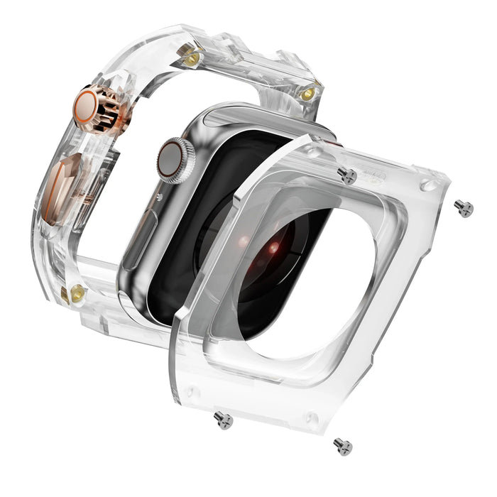 Transparent Modification Kit For Apple Watch Ultra 9 8 7 49mm 44mm 45mm Strap+Case For iWatch Series 6 5 4 Rubber Band Refit Mod