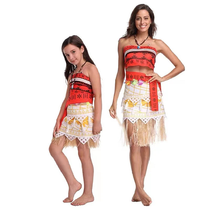 Cosplay Vaiana Moana Princess Costume Dress Adult Necklace Wig Girl Halloween Party Moana Dress Costume Cosplay