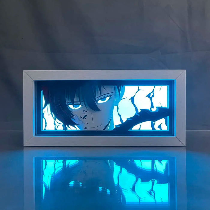 Solo Leveling Anime Peripherals Sung Jin Woo Figure Led Light Paper Cut Shadow Box Figures Lightbox Ornaments Toys Kids Gifts