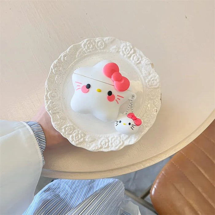 3D Hello Kitty Star Style Protective Earphone Silicone Cover For Airpods Pro 2 Case/Airpods 3 Case/Airpods 1/2 With Keychain