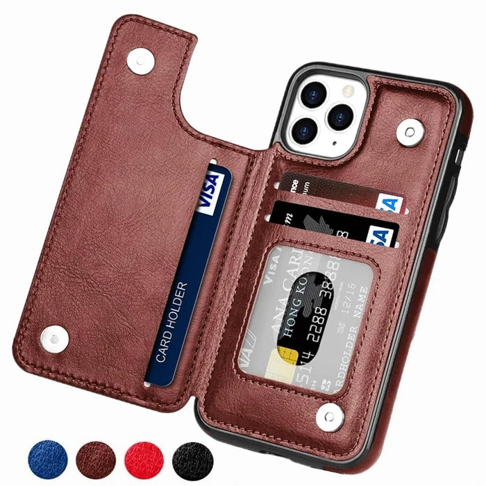 Luxury Slim Fit Premium Leather Cover For iPhone 14 13 11 12 Pro Max Wallet Card Holder Slots Flip Case